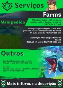 Farmo na sua conta o que você quiser! - Genshin Impact