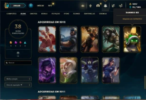 Bronze 4 com 80 Champs e 38 Skins + Kayle Juiza e Rammus Rei - League of Legends LOL