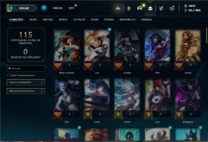 Bronze 4 com 80 Champs e 38 Skins + Kayle Juiza e Rammus Rei - League of Legends LOL