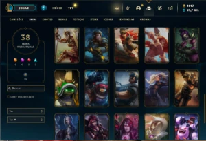 Bronze 4 com 80 Champs e 38 Skins + Kayle Juiza e Rammus Rei - League of Legends LOL