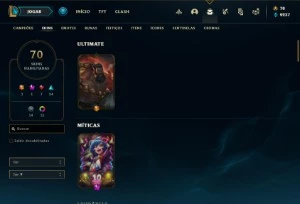 Conta Diamante 3 com 72 Champs e 70 Skins + 15 Cromas - League of Legends LOL