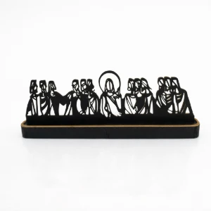 Santa Ceia de Mesa em MDF Preto e Dourado 42 cm - Artesanato e Personalizados