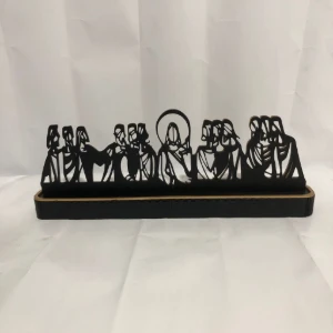 Santa Ceia de Mesa em MDF Preto e Dourado 42 cm - Artesanato e Personalizados