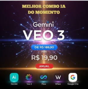 gemini pro + veo3 + flow + whisk + 1000 créditos mensal