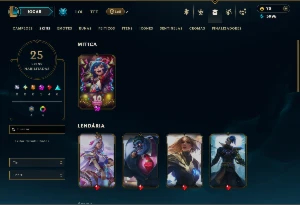 Platina 4 com 60 Champs e 25 Skins +12 Fragmentos - League of Legends LOL