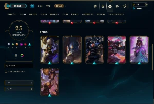 Platina 4 com 60 Champs e 25 Skins +12 Fragmentos - League of Legends LOL