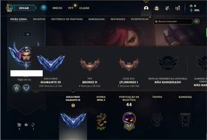 Conta diamante 3 com 31 Champs, 6 Skins + 4 Fragmentos - League of Legends LOL