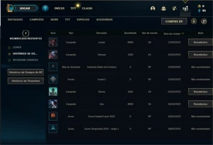 Conta Platina 3 com 5 Skins e 32 Champs - League of Legends LOL
