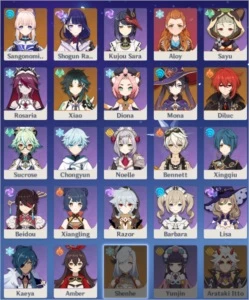 Xiao + Raiden + Kokomi + Mona + Diluc AR 46 - Genshin Impact