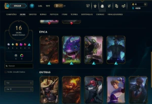 Ouro 4 com 110 Champs e 16 Skins - League of Legends LOL