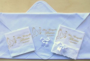 Kit Batizado com Manta, Toalha e Fralda de Boca