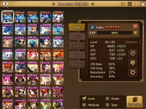 Global Stater Account, Level 50 | 70 6* Monster | 2500 Cryst - Summoners War