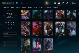 Platina 3 com TODOS os champs e 247 Skins ( MAIN MID ) - League of Legends LOL