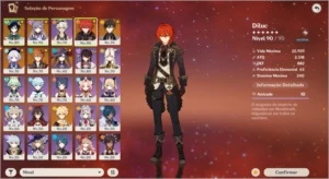 CONTA GENSHIN IMPACT AR 55 - 8 PERSONAGENS 5* QUASE TODOS T4