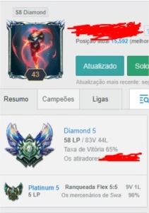 Conta League of Legends Diamante LOL