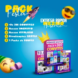 Pack 500 convites + festa, canecas, topos de bolo e +++ - Others