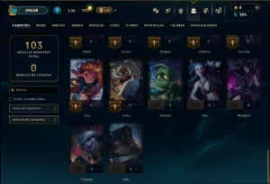 Unranked com 50 Champs e 14 Skins - League of Legends LOL