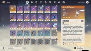 Conta AR53 Xiao, Zhongli, Keqing e Ganyu + Arco de Amos - Genshin Impact