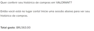 CONTA VALORANT - PLATINA 1 - R$ 563,00 GASTOS