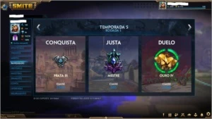 Conta smite, lvl 160, 6 skins T5, + de 1.185 skins, 3xmestre