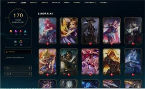 🔱CONTA COM 170 SKINS (13 SKINS PRESTÍGIOS, 21 LENDÁRIAS)🔱 - League of Legends LOL