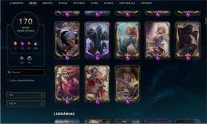🔱CONTA COM 170 SKINS (13 SKINS PRESTÍGIOS, 21 LENDÁRIAS)🔱 - League of Legends LOL