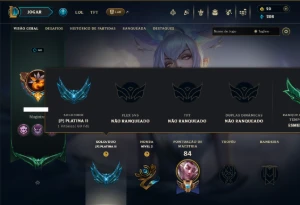 Platina 2 com 60 Champs e 29 Skins +1 Rara ( MONO SUP ) - League of Legends LOL