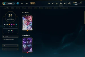 Platina 2 com 60 Champs e 29 Skins +1 Rara ( MONO SUP ) - League of Legends LOL