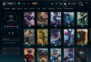 Platina 2 com 60 Champs e 29 Skins +1 Rara ( MONO SUP ) - League of Legends LOL
