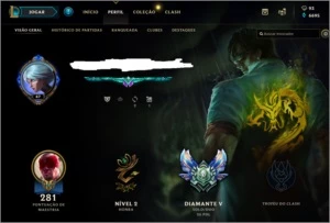 Conta diamond 5, borda platina. - League of Legends LOL