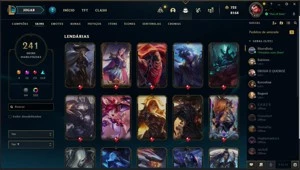 Vendo acc LoL com 241 skins e 160 essências míticas. - League of Legends