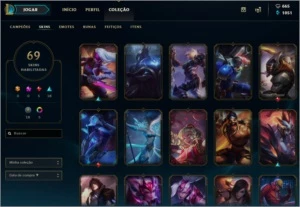 Conta level 40 + Borda de ouro+prata II+ 110campeões+69skins - League of Legends LOL