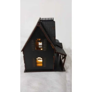 Mini Casinha Gotica preta, Moderna em MDF - Estilo e... - Artesanato e Personalizados