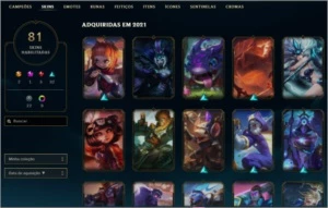 (GM) Conta dropada dos 600 pdl do grão mestre, 81 SKINS - League of Legends LOL