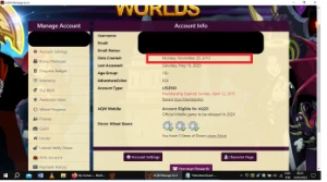 Conta De 2013 + 6th Upholder (Adventure Quest Worlds) AQW