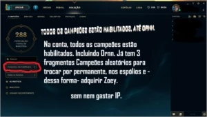 CONTA DOS SONHOS LEAGUE OF LEGENDS LOL