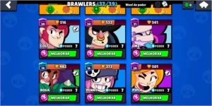 Conta brawl stars com 37 brawlers e 18 level 9