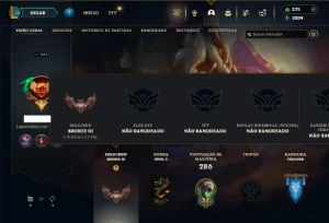 Bronze 3 com 130 champs e 75 Skins + 4 Fragmentos - League of Legends LOL