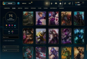 Bronze 3 com 130 champs e 75 Skins + 4 Fragmentos - League of Legends LOL