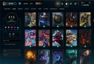 Unranked com TODOS os champs e 416 Skins + 9 Prestigios - League of Legends LOL