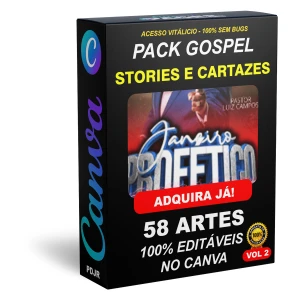 Pack Canva Gospel Stories e Cartazes Vol 2 - 58 Artes - Serviços Digitais