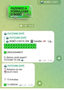 Robo Telegram Futzord 95 De Assertividade ! Brinde