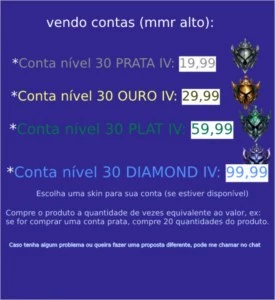 Conta nível 30 no elo que quiser (escolha sua skin) 🔥 - League of Legends LOL