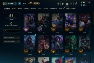 Unranked com 50 Champs e 7 Skins ( ex esmeralda ) - League of Legends LOL