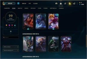 Conta unranked com 72 champs e 29 skins - League of Legends LOL