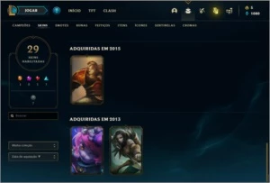 Conta unranked com 72 champs e 29 skins - League of Legends LOL