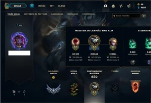 Conta prata 4 com TODOS os champs e 331 Skins + 7 Vitoriosas - League of Legends LOL