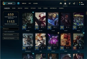 Conta prata 4 com TODOS os champs e 331 Skins + 7 Vitoriosas - League of Legends LOL