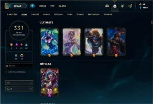 Conta prata 4 com TODOS os champs e 331 Skins + 7 Vitoriosas - League of Legends LOL