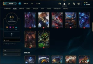 Conta platina 4 com 48 skins e 75 champs ( MAIN SUPORTE ) - League of Legends LOL